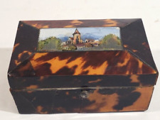 Antique 18th Century Shell Box w Painted European Scene picture