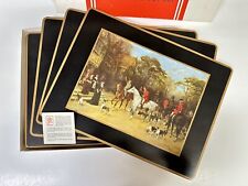 IOB Pimpernel 4 Placemats Tally Ho Horses Hunting Dogs Cork Back England 12 x 9 picture