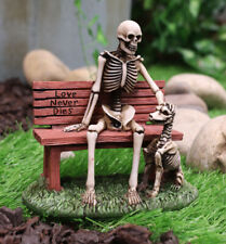 Ebros DOD Love Never Dies Skeleton Man Patting His Dog By Park Bench Figurine picture