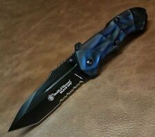 Smith & Wesson Black Ops Ultra Fast Assisted Opening Blue Tanto Pocket Knife  picture