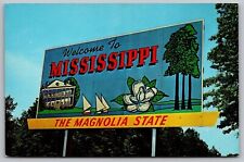 Welcome Mississippi Magnolia State Sailboats Sign Scenic South Card Co Postcard picture