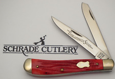 SCHRADE WALDEN Early 2000’s Trapper Jigged Red Bovine Bone Handles MINT picture