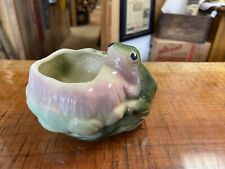 Cute Vintage Ceramic Frog On Lotus Flower Planter picture