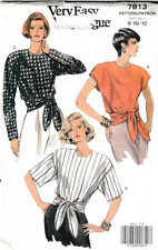 Vogue Pattern 7813 c1990, Misses Tie Front Blouse, Size 8-10-12, FF picture