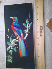 Vintage 1940s Mexican Folk Art Feather Art Colorful Bird picture