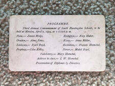 Antique 1904 Third Annual Commencement South Huntingdon Schools PA Program Card picture