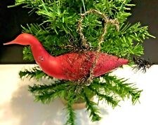 Xmas ORNAMENT Antq. German Unsilvered Glass Victorian Wire Wrap Free Blown SWAN picture