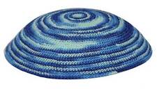 Blue Whirlpool Knit Yarmulke Yamaka Judaica 17 cm kippot Skull Cap Kippah Kipa picture