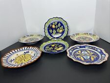 6 Hand Painted Orangina 7.25 Inch Salad Plates made in French Algeria BEAUTIFUL picture