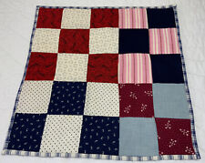 Vintage Antique Patchwork Quilt Table Topper, Nine Patch, Early Calicos, Multi picture