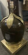 Vintage Hart Assoc. Table Lamp Brass Leaves ,and Heavy Base W/ Ceramic Body Rare picture