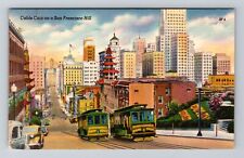 San Francisco CA-California, Cable Cars on Hill, Vintage Souvenir Postcard picture