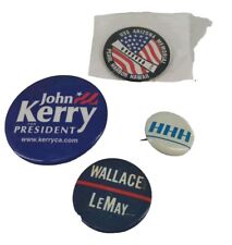 4 Political Campaign Buttons pinbacks Kerry Wallace HHH US Arizona Pearl Harbor  picture