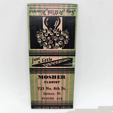 Vintage Bobtail Matchcover Mosher Florist Quiney Illinois picture