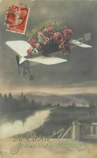C-1910 Early Aviation Fantasy Plane Flowers Postcard 21-13989 picture
