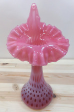 Fenton Glass Coin Dot Opalescent Jack in the Pulpit Tulip Vase Double Stamped picture