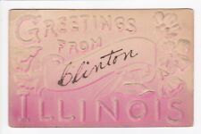 Greetings From Clinton Illinois Glitter Embossed Divided Back Postcard picture
