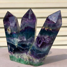 1.9lbNatural Beautiful Color Fluorite Crystal Obelisk Quartz Healing Wand Point picture