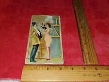 VICTORIAN TRADE CARD FOLDOUT MAN WITH PRETTY LADY FOR PROGRESS BRAND BEERS ALES picture