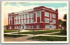 New High School Campus Plattsburgh New York Street View Vintage UNP Postcard picture