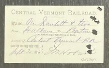 1880 CENTRAL VERMONT RAILROAD PASS FOR S. A. RANLETT, LIEUT. 36th REG MASS VOL's picture