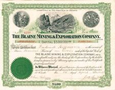 Blaine Mining and Exploration Co. - Stock Certificate - Mining Stocks picture