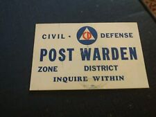 WW2/II US Home Front Civil Defense Post Warden Inquire Within Sign air raid Zone picture