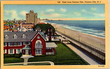 Vintage C. 1940's View From Ventnor City Pier Ocean Beach New Jersey NJ Postcard picture