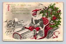 Postcard Black Americana Santa Claus Driving Car Toys Christmas c1906 Y19 picture