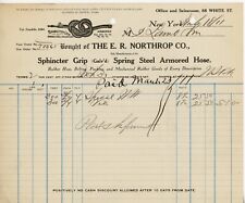 1911 E. R. Northrop Billhead New York NY Sphincter Grip Spring Steel Hose picture