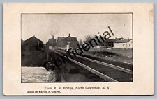 Railroad Bridge & Steam Loco At Railroad Station North Lawrence NY New York M259 picture