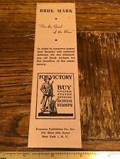 UNUSUAL Eugenics Advertising Bookmark w/ WWII WW2 War Bonds and Paper Saving ads picture