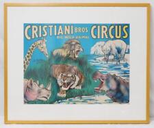 Cristiani Brothers Circus Big Wild Animals 1950s Poster FD Freeland FRAMED 35x29 picture