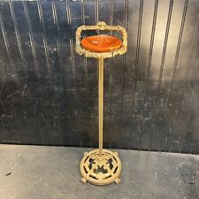 Antique cast iron smoking stand With Plastic 6 In Ashtray, Mid Century 27 In picture