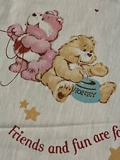 Vtg 80's BIBB USA Care Bears Twin Fitted Bed Sheet Fabric 