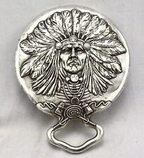Antique c1900 UNGER BROTHERS STERLING Silver Indian Chief Hand MIRROR Unger Bros picture