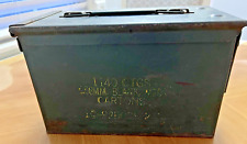 Vintage U. S. Metal Ammunition Empty Canister Case w/ Handle picture