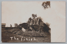 Postcard RPPC Making Hay Steam Powered Threshing Machine People Unposted picture