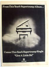 SUPERTRAMP 1977 original POSTER ADVERT GIVE A LITTLE BIT piano picture
