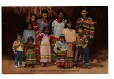 Linen postcard - Seminole Children at Tropical Hobbyland, Miami, Florida picture