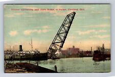 Cleveland OH-Ohio, Steamer Approaching Jack Knife Bridge, Vintage Postcard picture