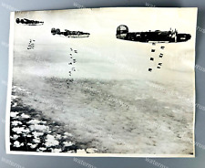 WWII USAF US Liberator B24 Bombers Bomb Rheine Germany 1945 Original Press Photo picture