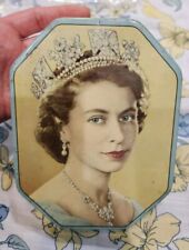 VNTG 1953 CORONATION SOUVENIR QUEEN ELIZABETH CANDY TIN BOX ENGLAND HORNER picture