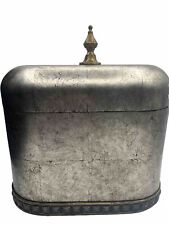 Vintage Crackle Silver w/ brass top Box With Lid Oblong Velvet Lined Neoclassic picture