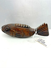 Vintage Hand Carved Wooden Fish Rustic Art Sculpture Decor picture