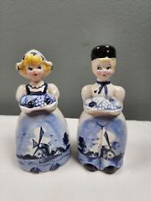 Vtg Dutch 1950's Ceramic Hand Painted Kitschy Dutch Theme Salt & Pepper Shakers picture