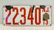 1913 New Jersey Porcelain License Plate Red White 22340 Garage Decor picture