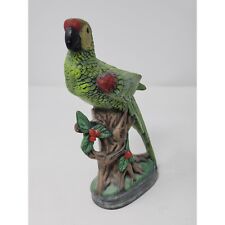 Beautiful Vintage Ceramic Parrot Statue Holly Leaves And Berries picture