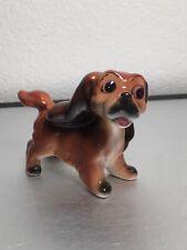 Vintage 1960's Porcelain Brown & Black Dog Figurine Cutest Face picture