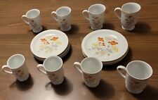 Vtg Painted Poppy Fanci Florals Collection 8 Dessert Plates 8 Coffee/Tea Cups  picture